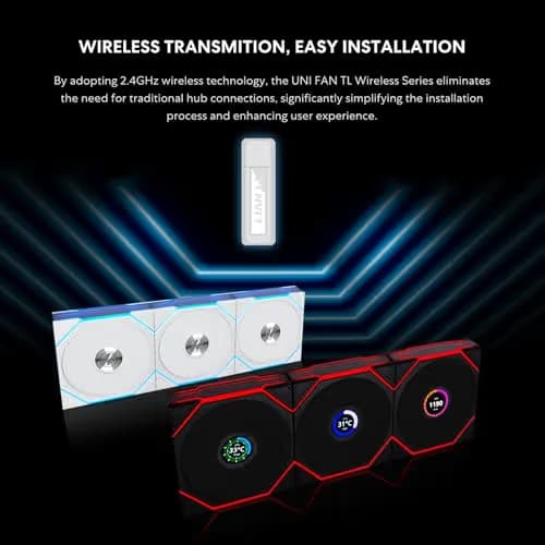 Lian Li UNI FAN TL Wireless 90.1 CFM 120mm Black PWM Addressable RGB 3-Pack image