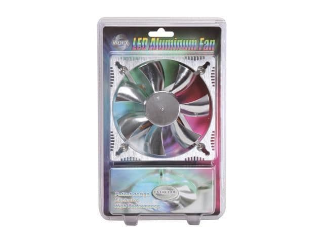 Evercool FAN-ALED12025B2 120mm Silver Blue LED 79.2 CFM 1-Pack image