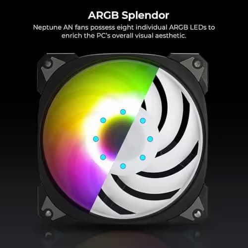 In Win Neptune AN120 120mm Black / White PWM Addressable RGB 60.1 CFM 3-Pack image