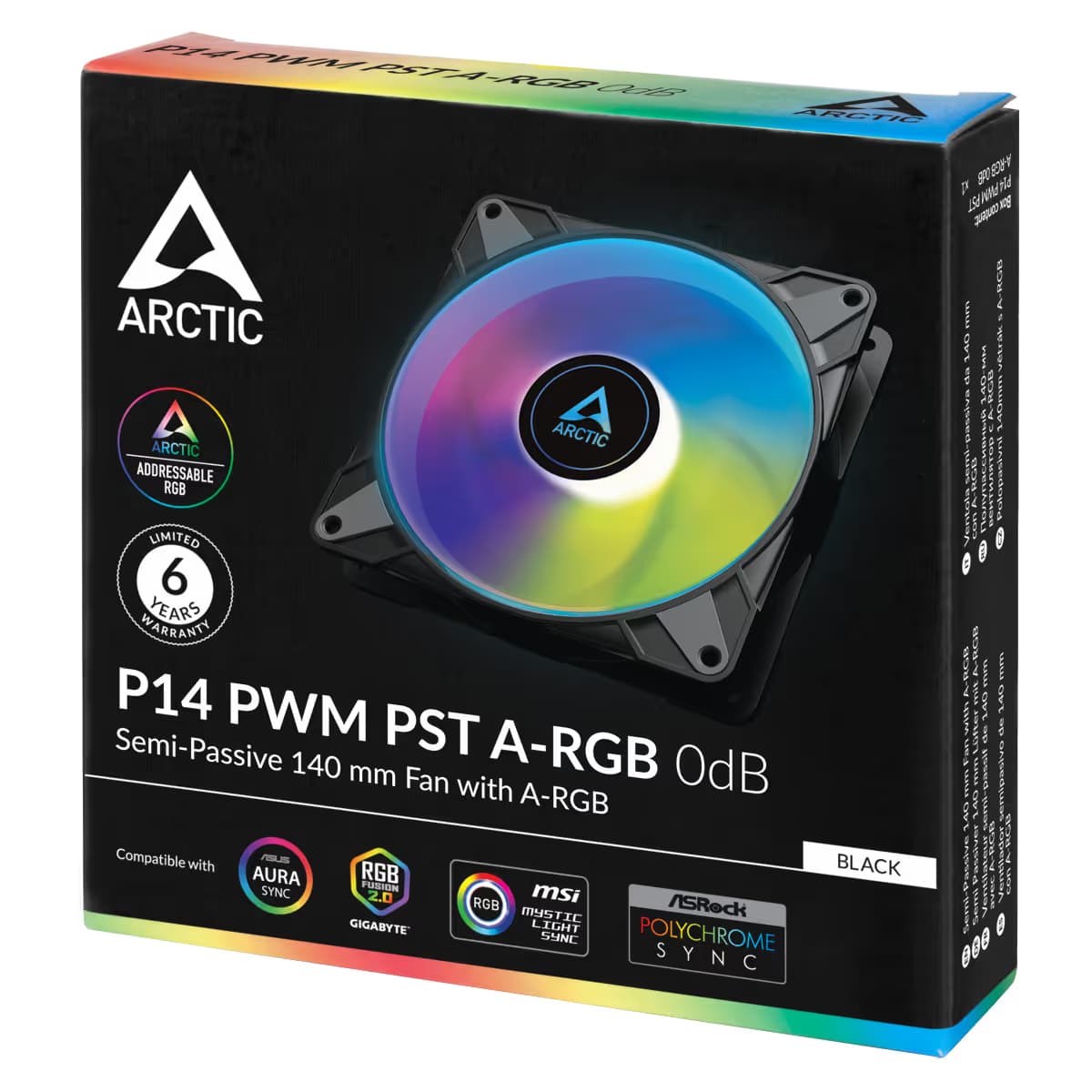 ARCTIC P14 PWM PST 140mm Black A-RGB Pack of 3 image