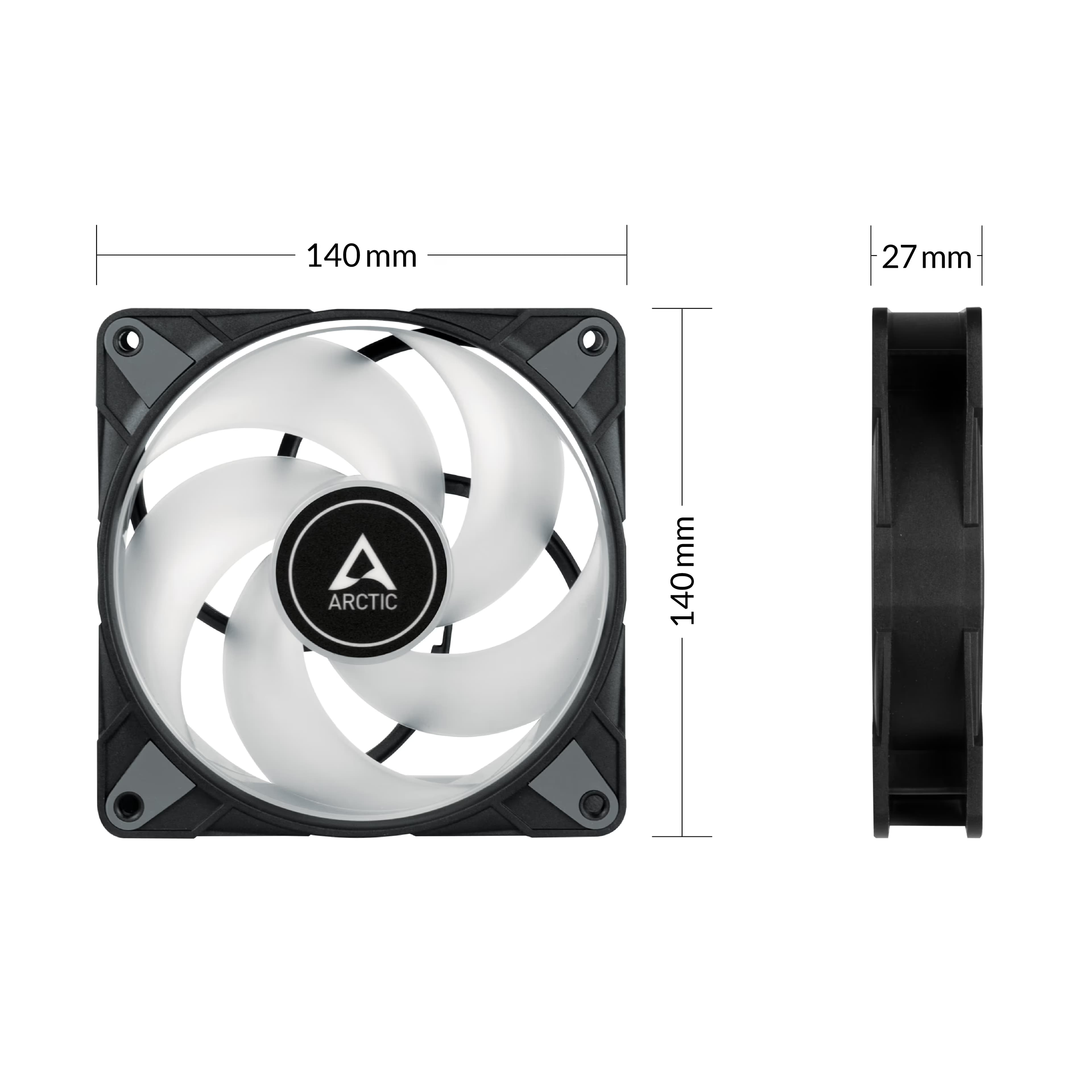 ARCTIC P14 PWM PST 140mm Black A-RGB Pack of 3 image