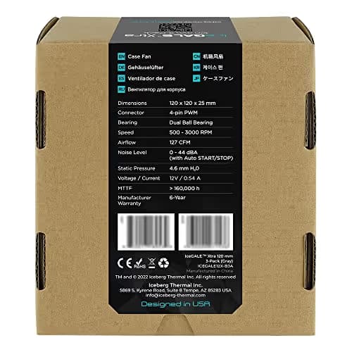Iceberg Thermal IceGALE Xtra 127 CFM 120mm Gray PWM 3-Pack image