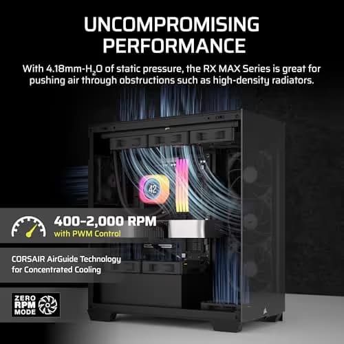 Corsair iCUE LINK RX120 MAX Starter Kit 120mm Black PWM 71.6 CFM 3-Pack image