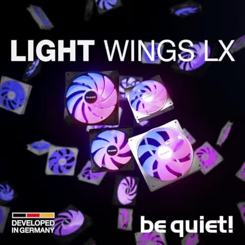 be quiet! Light Wings LX 140mm Black PWM Addressable RGB 75.5 CFM 3-Pack image