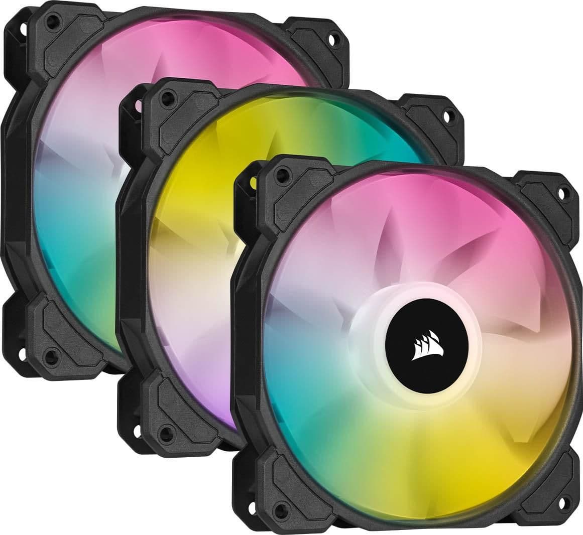 Corsair iCUE SP120 RGB ELITE 120mm Addressable RGB PWM 47.7 CFM Black 3-Pack image