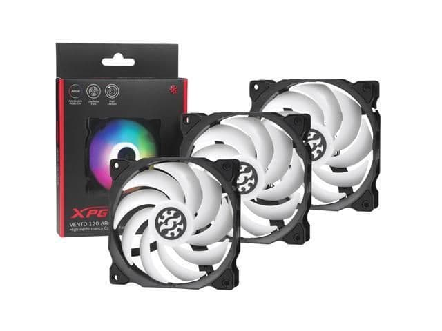 ADATA Vento 120mm 45.3 CFM Addressable RGB Black / White 3-Pack main image