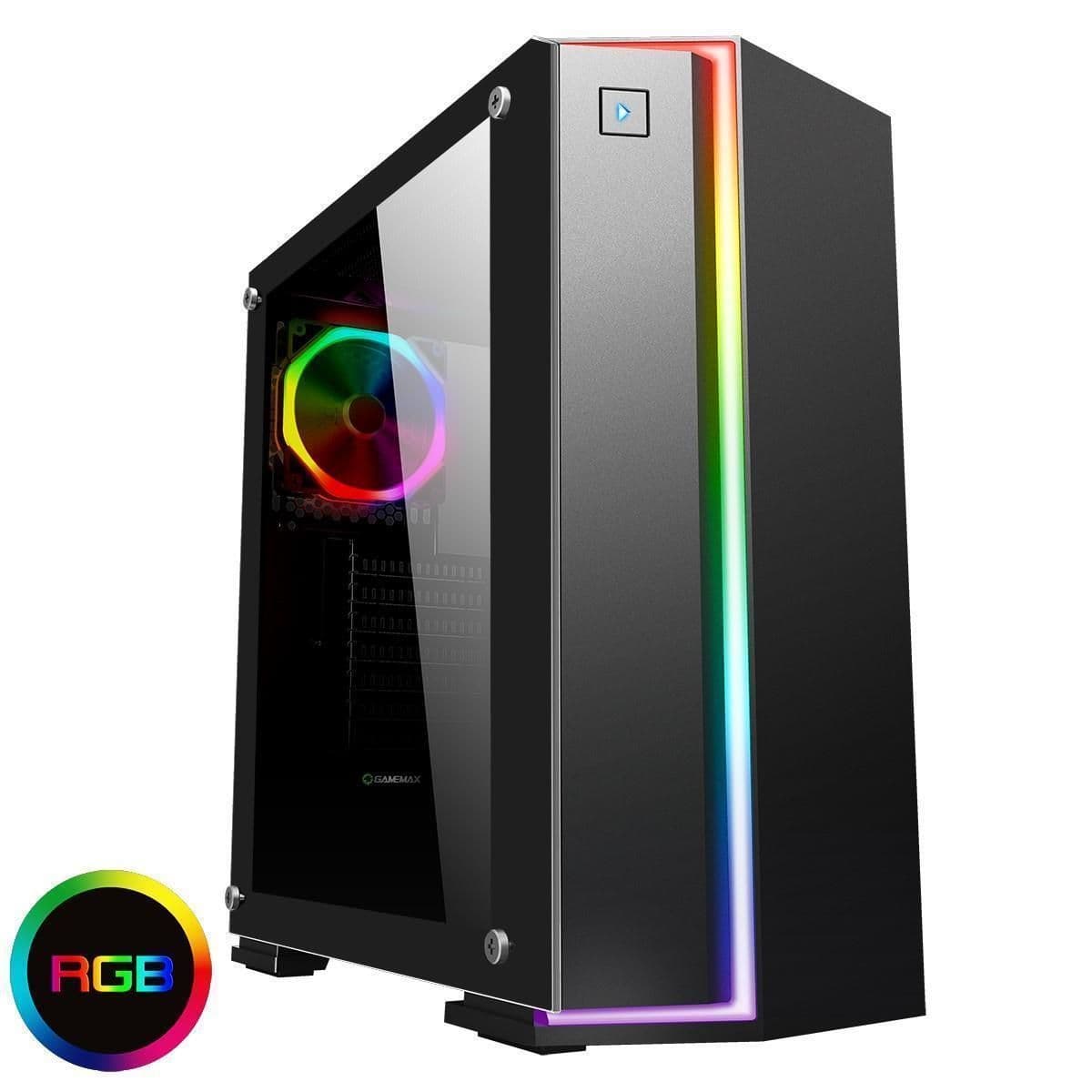 GameMax Starlight ATX Mid Tower Black RGB Tempered Glass Side Panel image
