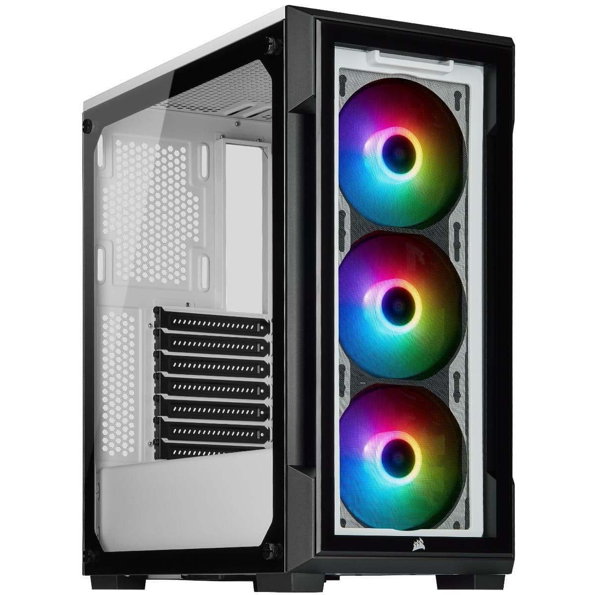 Corsair iCUE 220T RGB ATX Mid Tower White / Black Tempered Glass Side Panel main image