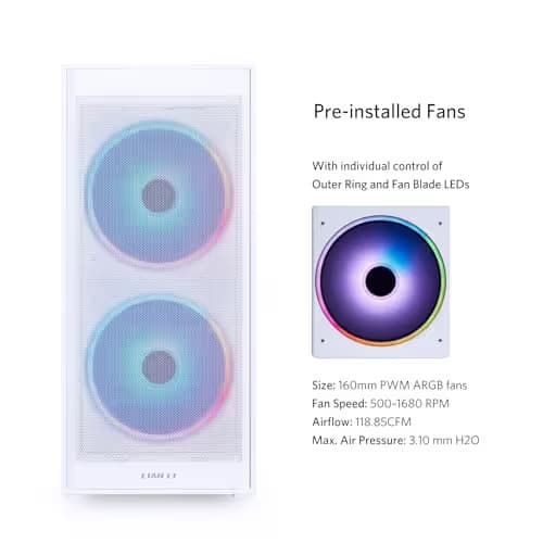 Lian Li LANCOOL 206 ATX Mid Tower White with Tempered Glass Side Panel and USB 3.2 Gen 1 Type-C / USB 3.2 Gen 1 Type-A Front Panel image