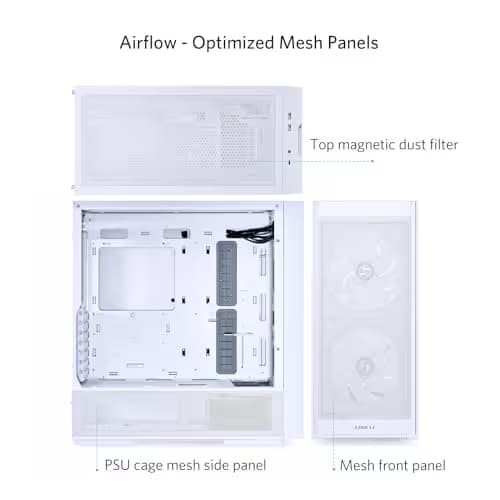 Lian Li LANCOOL 206 ATX Mid Tower White with Tempered Glass Side Panel and USB 3.2 Gen 1 Type-C / USB 3.2 Gen 1 Type-A Front Panel image