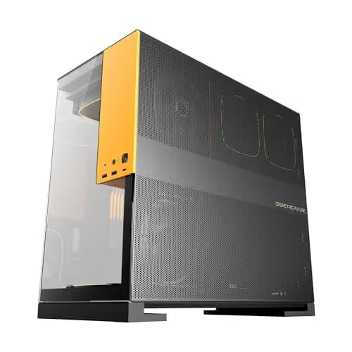 Geometric Future Model 5 ATX Mid Tower Black / Yellow Tempered Glass Side Panel, USB 3.2 Gen 2x2 Type-C, USB 3.2 Gen 1 Type-A image