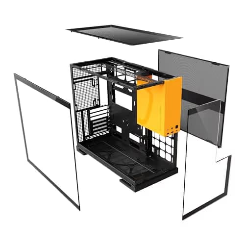 Geometric Future Model 5 ATX Mid Tower Black / Yellow Tempered Glass Side Panel, USB 3.2 Gen 2x2 Type-C, USB 3.2 Gen 1 Type-A image