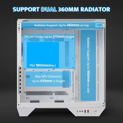 darkFlash DY470 ATX Mid Tower White with Tempered Glass Side Panel image