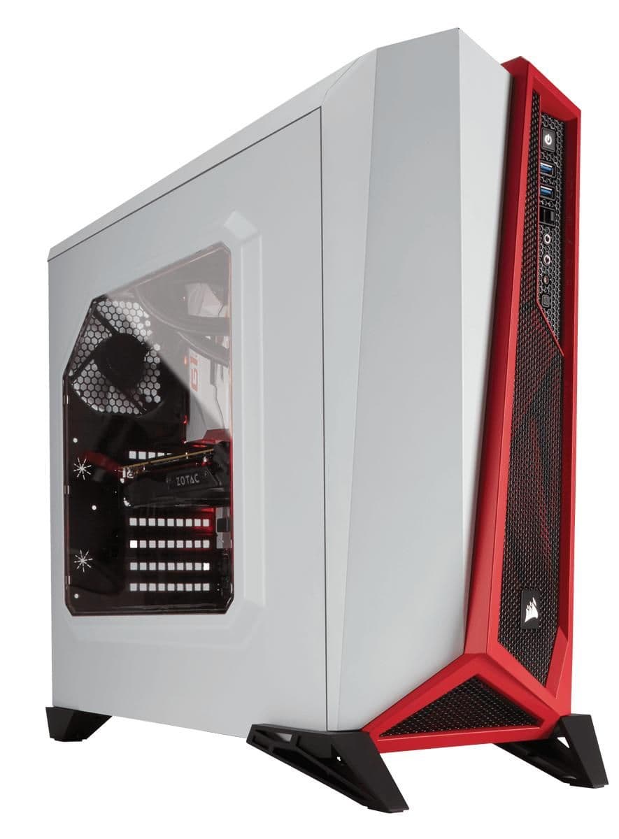 Corsair Carbide Series SPEC-ALPHA ATX Mid Tower White / Red with Acrylic Side Panel and USB 3.2 Gen 1 Type-A Front Panel image