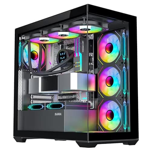 SAMA SV01 ATX Mid Tower Black Tempered Glass Side Panel, USB 3.2 Gen 2 Type-C USB 3.2 Gen 1 Type-A image