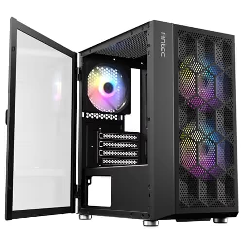 Antec NX200M RGB Micro ATX Mini Tower Black with Tempered Glass Side Panel and USB 3.2 Gen 1 Type-A USB 2.0 Type-A image