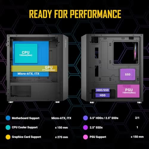 Antec NX200M RGB Micro ATX Mini Tower Black with Tempered Glass Side Panel and USB 3.2 Gen 1 Type-A USB 2.0 Type-A image
