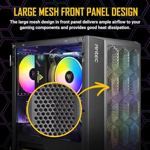 Antec NX200M RGB Micro ATX Mini Tower Black with Tempered Glass Side Panel and USB 3.2 Gen 1 Type-A USB 2.0 Type-A image