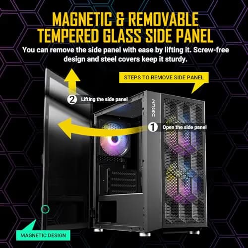 Antec NX200M RGB Micro ATX Mini Tower Black with Tempered Glass Side Panel and USB 3.2 Gen 1 Type-A USB 2.0 Type-A image