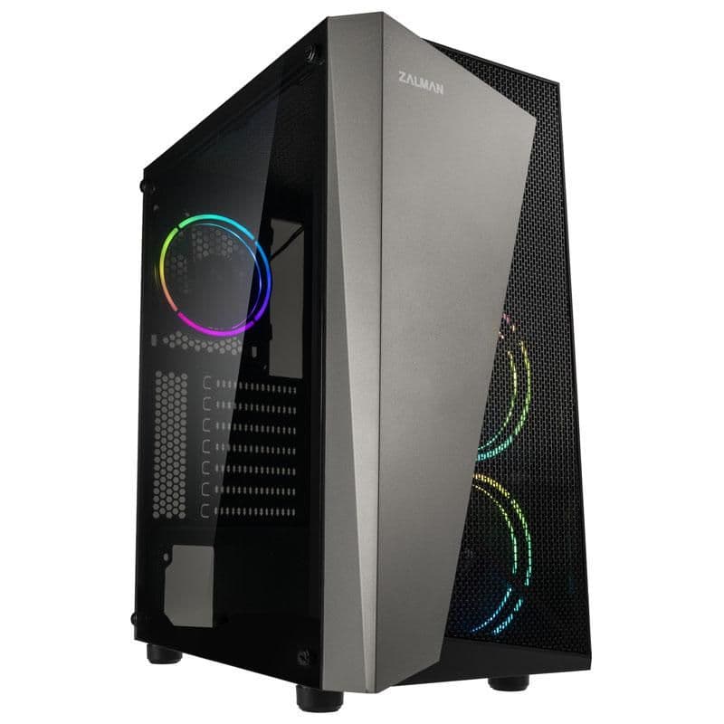 Zalman S4 Plus ATX Mid Tower Black with Tinted Acrylic Side Panel and USB 3.2 Gen 1 Type-A, USB 2.0 Type-A image