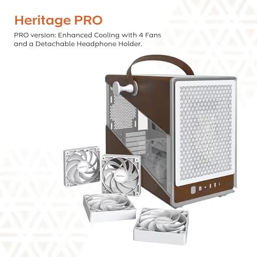Montech Heritage PRO Micro ATX Mid Tower White with Tempered Glass Side Panel and USB 3.2 Gen 2 Type-C USB 3.2 Gen 1 Type-A image