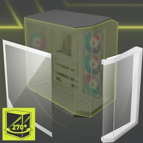 MSI MAG PANO 100R PZ ATX Mid Tower White Tempered Glass Side Panel and USB 3.2 Gen 2 Type-C USB 3.2 Gen 1 Type-A image
