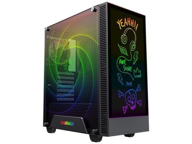 GameMax Kreator ATX Mid Tower Black with Tempered Glass Side Panel and USB 3.2 Gen 1 Type-A USB 2.0 Type-A Front Panel image