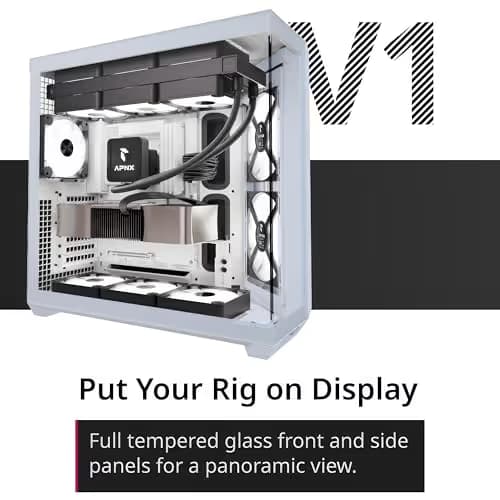 APNX V1 ATX Mid Tower Black Tempered Glass Side Panel, USB 3.2 Gen 2x2 Type-C, USB 3.2 Gen 1 Type-A image