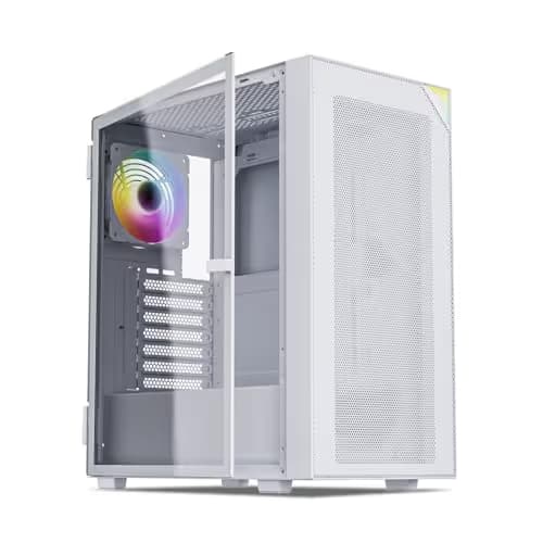 Vetroo AL800 ATX Mid Tower White with Tempered Glass Side Panel and USB 3.2 Gen 2 Type-C, USB 3.2 Gen 1 Type-A, USB 2.0 Type-A Front Panel image