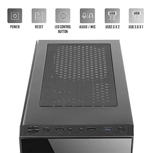 Antec NX210 ATX Mid Tower Black Tempered Glass Side Panel, USB 3.2 Gen 1 Type-A USB 2.0 Type-A image