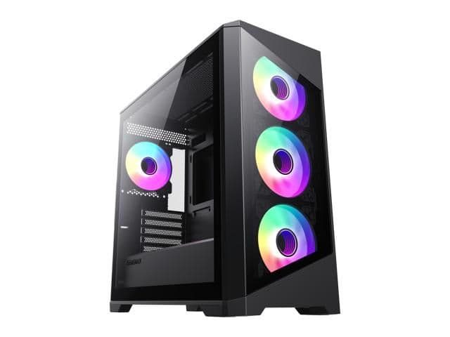 GameMax Destroyer Micro ATX Mini Tower Black with Tempered Glass Side Panel and USB 3.2 Gen 1 Type-A, USB 2.0 Type-A image