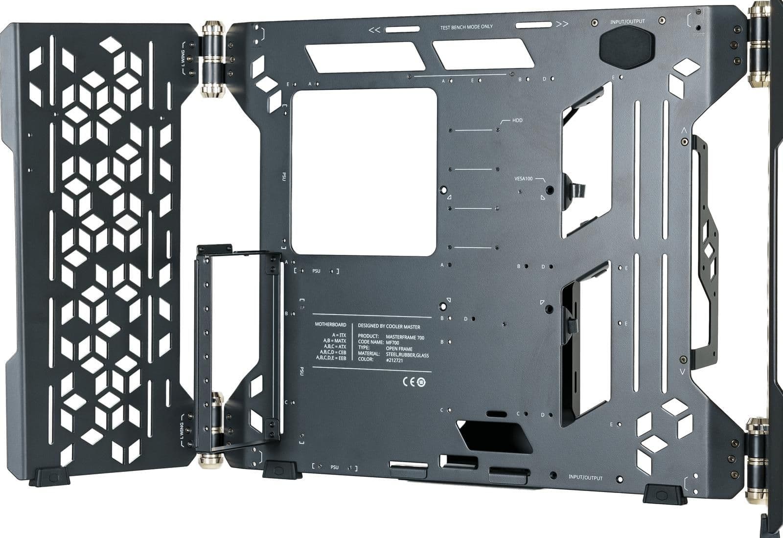 Cooler Master MasterFrame 700 ATX Full Tower Black with Tempered Glass Side Panel and USB 3.2 Gen 2 Type-C, USB 3.2 Gen 1 Type-A image