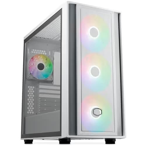 Cooler Master MasterBox 600 ATX Mid Tower White Tempered Glass Side Panel, USB 3.2 Gen 2x2 Type-C, USB 3.2 Gen 1 Type-A image