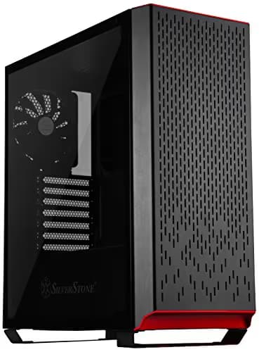 Silverstone PM02-G ATX Mid Tower Black / Red with Tempered Glass Side Panel and USB 3.2 Gen 1 Type-C USB 3.2 Gen 1 Type-A image