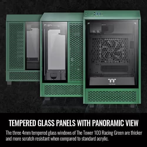 Thermaltake The Tower 100 Mini-ITX Tower Green / Black with Tempered Glass Side Panel and USB 3.2 Gen 2 Type-C, USB 3.2 Gen 1 Type-A image