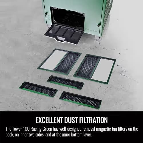Thermaltake The Tower 100 Mini-ITX Tower Green / Black with Tempered Glass Side Panel and USB 3.2 Gen 2 Type-C, USB 3.2 Gen 1 Type-A image