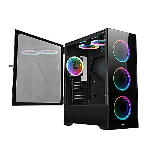 BGears b-Voguish ATX Mid Tower Black with RGB, Tempered Glass Side Panel, USB 3.2 Gen 1 Type-A, USB 2.0 Type-A image