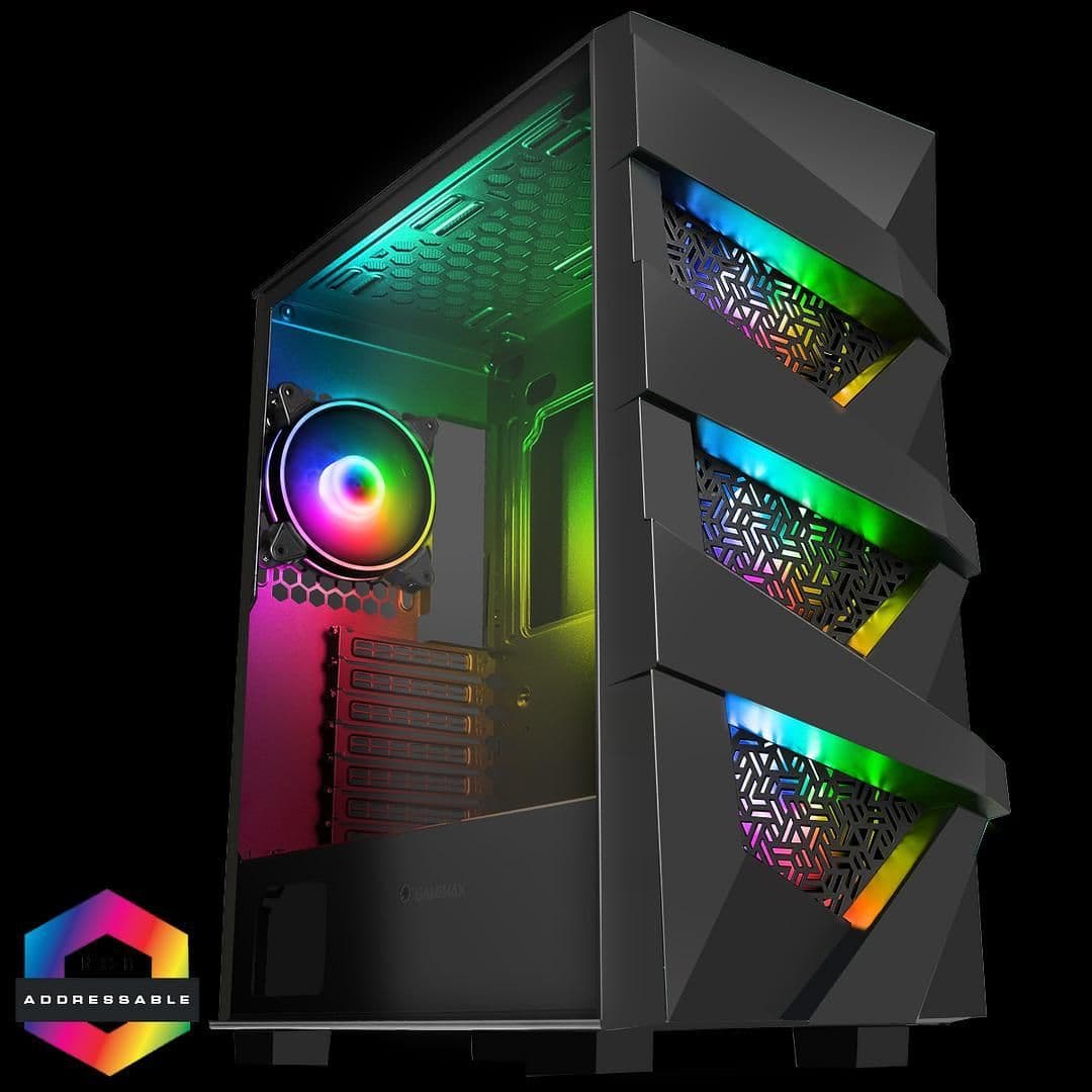 GameMax Black Diamond ARGB ATX Mid Tower Black with Tempered Glass Side Panel and USB 3.2 Gen 1 Type-A USB 2.0 Type-A main image