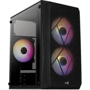 Aerocool CS-107 RGB Micro ATX Mini Tower Black with Tempered Glass Side Panel and USB 3.2 Gen 1 Type-A, USB 2.0 Type-A main image