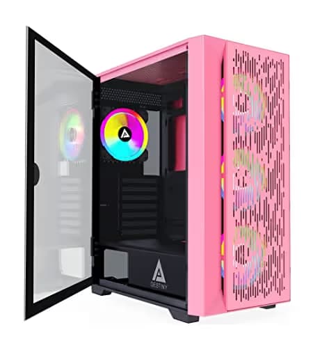 Apevia Destiny Flow ATX Mid Tower Pink Tempered Glass Side Panel image