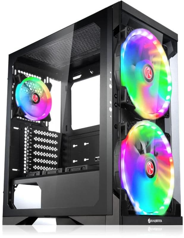 RAIJINTEK Silenos Pro ATX Mid Tower Black with Tempered Glass Side Panel and USB 3.2 Gen 1 Type-A USB 2.0 Type-A main image
