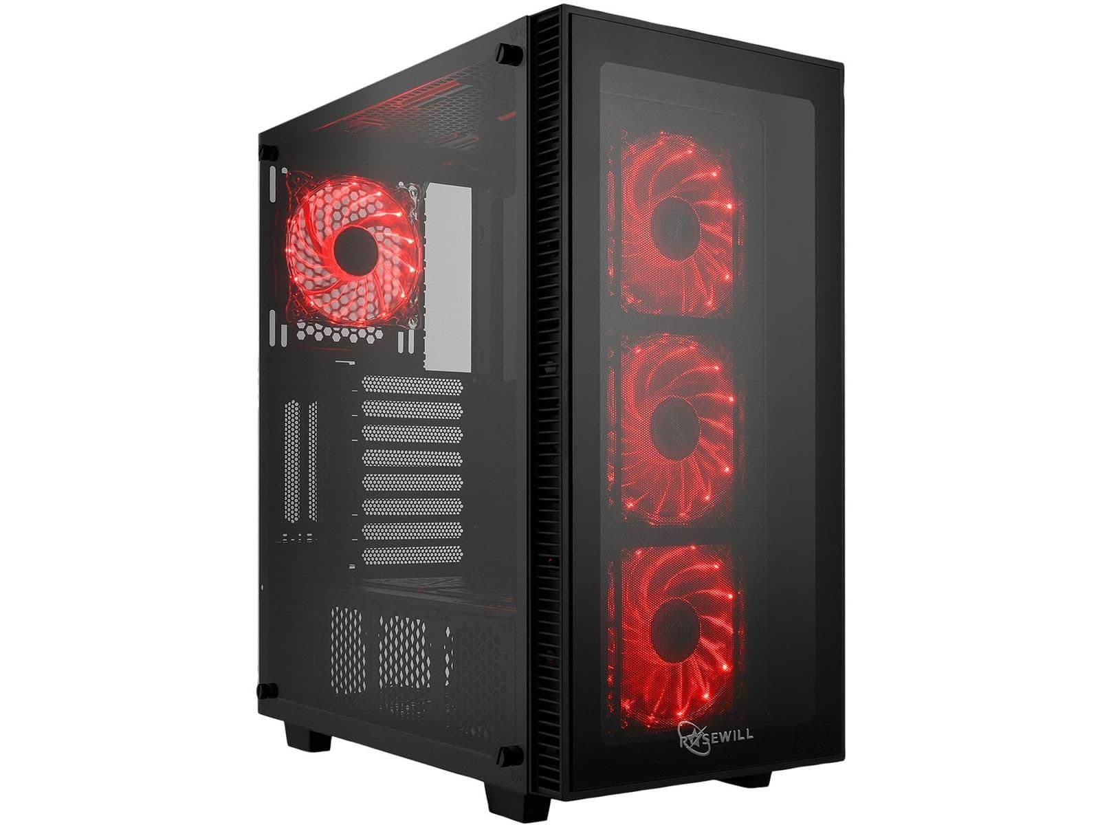Rosewill CULLINAN MX-Red ATX Mid Tower Black / Red with Tempered Glass Side Panel and USB 3.2 Gen 1 Type-A, USB 2.0 Type-A image