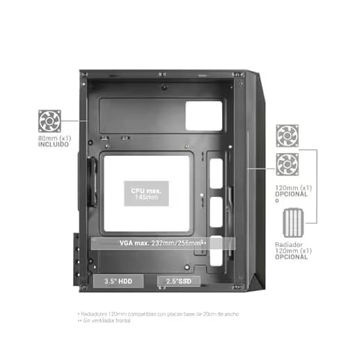 Mars Gaming MC-S1 Micro ATX Mini Tower White with Acrylic Side Panel and USB 3.2 Gen 1 Type-A Front Panel image