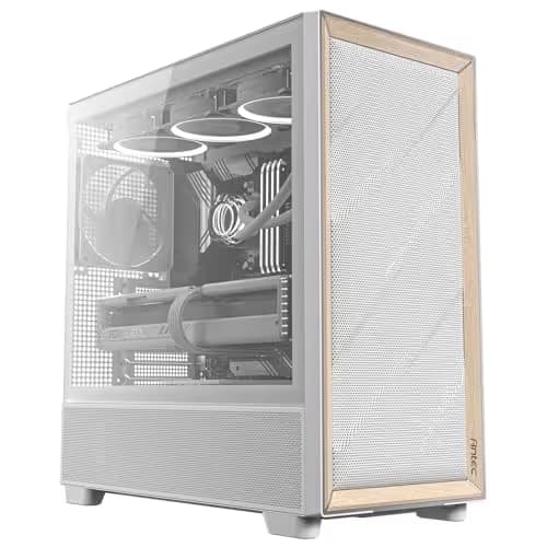 Antec FLUX ATX Mid Tower White / Brown with Tempered Glass Side Panel and USB 3.2 Gen 2 Type-C, USB 3.2 Gen 1 Type-A image