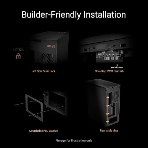 Asus ProArt PA401 Wood Edition ATX Mid Tower Black with Tempered Glass Side Panel image