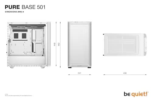 be quiet! Pure Base 501 Airflow ATX Mid Tower White Tempered Glass image