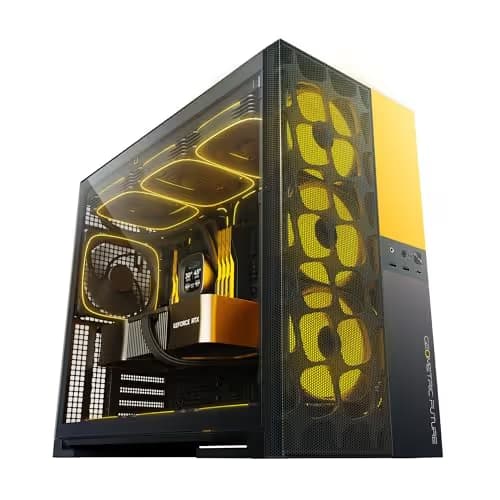 Geometric Future Model 5 Vent ATX Mid Tower Black / Yellow Tempered Glass Side Panel image