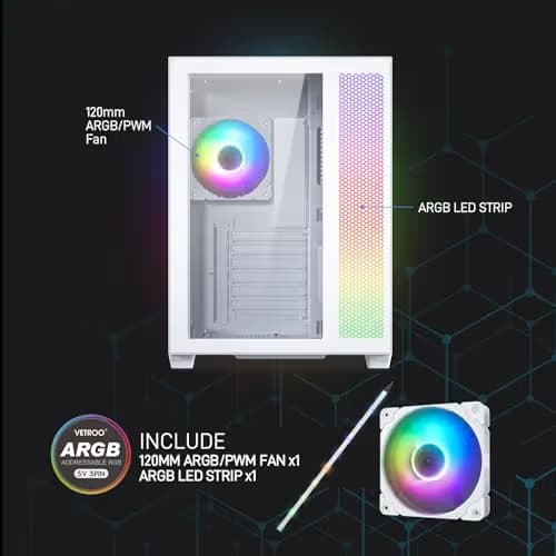 Vetroo AL700 ATX Mid Tower White Tempered Glass image