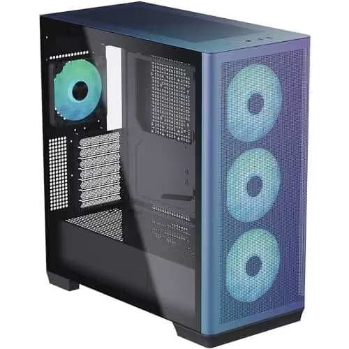 APNX Creator C1 ChromaFlair ATX Mid Tower Purple / Blue Tempered Glass Side Panel, USB 3.2 Gen 1 Type-C and USB 3.2 Gen 1 Type-A image