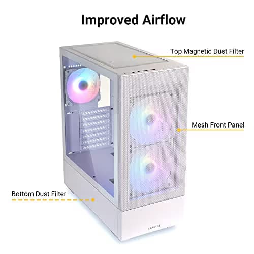 Lian Li LANCOOL 205 Mesh ATX Mid Tower White / Black Tempered Glass Side Panel image